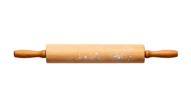 Rolling pin with flour dust transparent background