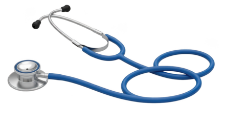 Blue stethoscope isolated on transparent background for medical examination