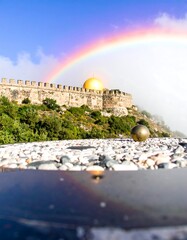 Rainbow over ancient city