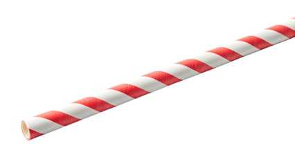 Paper straw with stripe pattern transparent background