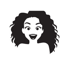 Beautiful Woman Black and White Vector Image Illustration Fashion Girl Portrait Line Art Drawing