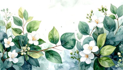 Delicate watercolor floral border