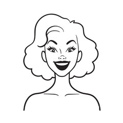 Beautiful Woman Black and White Vector Image Illustration Fashion Girl Portrait Line Art Drawing