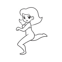 Beautiful Woman Black and White Vector Image Illustration Fashion Girl Portrait Line Art Drawing