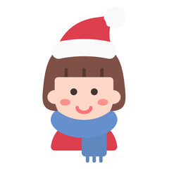산타 모자 여자아이 아이콘