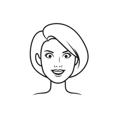 Beautiful Woman Black and White Vector Image Illustration Fashion Girl Portrait Line Art Drawing