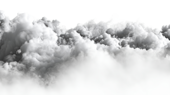 Dense swirling smoke effect on transparent background, cut out transparent