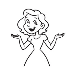 Beautiful Woman Black and White Vector Image Illustration Fashion Girl Portrait Line Art Drawing