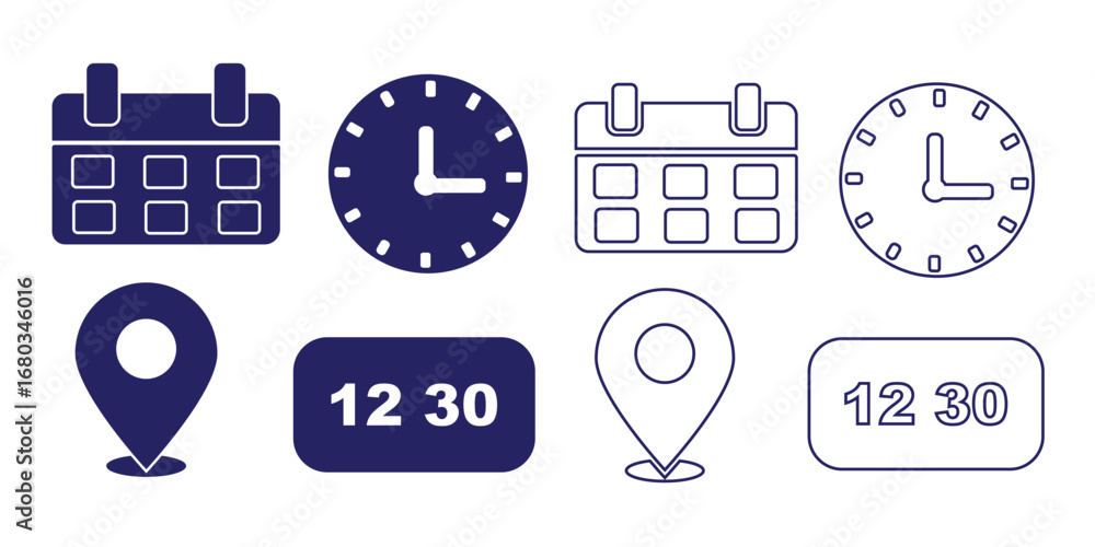 Fototapete vector art of vector illustration of a clock calendar and location icon representing time management
