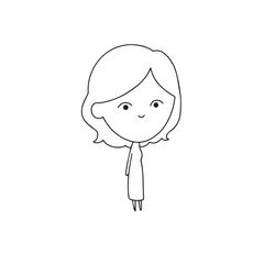 Beautiful Woman Black and White Vector Image Illustration Fashion Girl Portrait Line Art Drawing