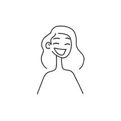 Beautiful Woman Black and White Vector Image Illustration Fashion Girl Portrait Line Art Drawing