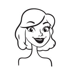 Beautiful Woman Black and White Vector Image Illustration Fashion Girl Portrait Line Art Drawing