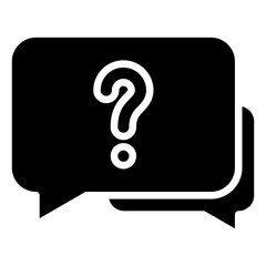 Chat Question Glyph Black Silhouette Icon Design Vector - Chat bubble with question mark inside, representing inquiry or communication