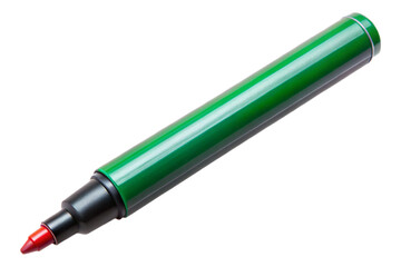 Isolated green marker pen with red tip on a black background for creative projects transparent background