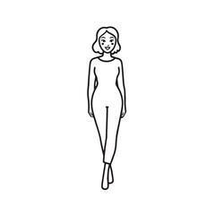 Beautiful Woman Black and White Vector Image Illustration Fashion Girl Portrait Line Art Drawing