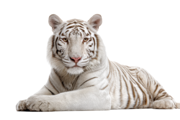 White Tiger Reclining on Transparent Background