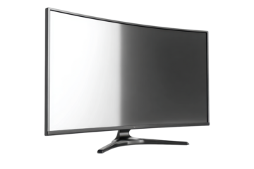 Curved Wide Screen Computer Monitor on Transparent Background