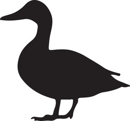 A stylized vector illustration of a duck, a waterfowl bird with a distinctive beak, swimming on the water