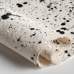 Cream-colored fabric with black paint splatters