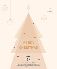 Christmas tree template with ornaments and stars.