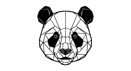 Geometric Panda Head Illustration - Modern Polygonal Animal Portrait.