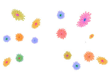 set of colorful floral elements without background