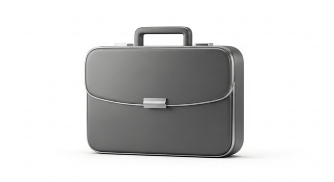 Professional grey briefcase business portfolio for documents and laptop carrier accessory design element