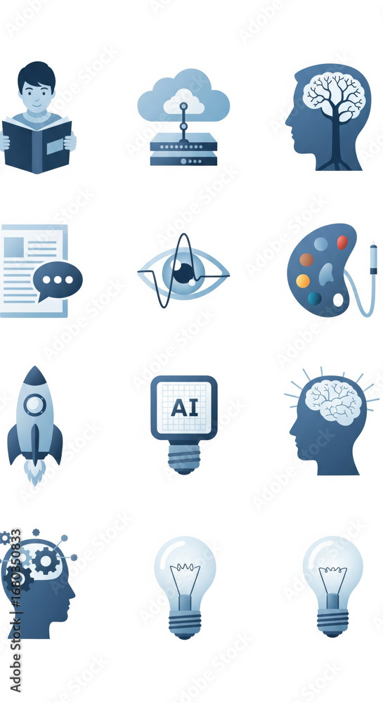 Aufkleber student cloud computing creative mind communication science art rocket artificial intelligence innov