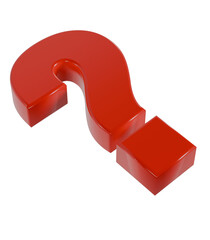 Red glossy 3D question mark symbol, bold and eye-catching design representing inquiry, curiosity, warning, attention, knowledge, learning, problem solving, and uncertainty communication concepts