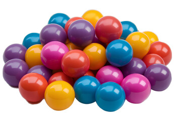 pile of colorful candy balls isolated on a transparent background, png photo cutout.