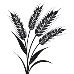 Stylized black and white illustration of wheat stalks