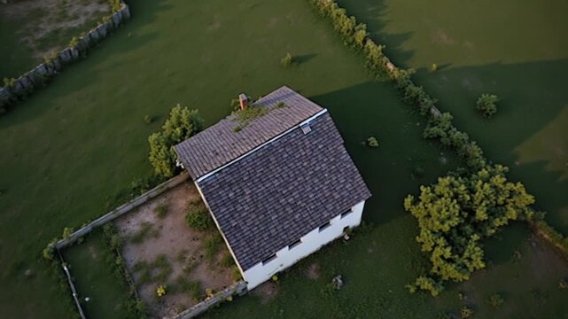 Vertical Video of Abandoned House Aerial View
