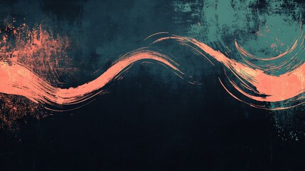 Abstract Textured brushstrokes in coral and teal on a dark background