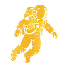 Futuristic Golden Cosmonaut Silhouette Vector
