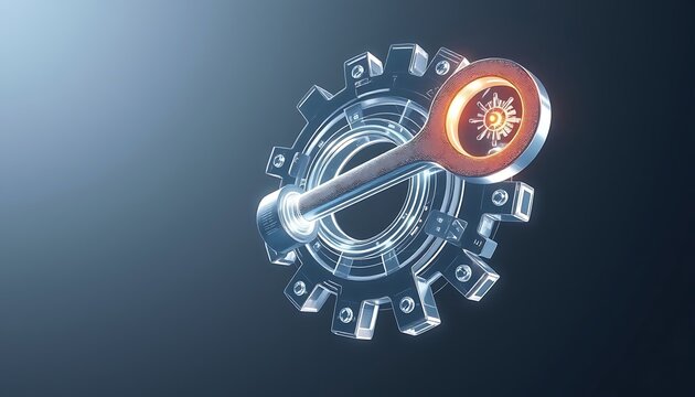 Futuristic Mechanical Gear with Energy Core