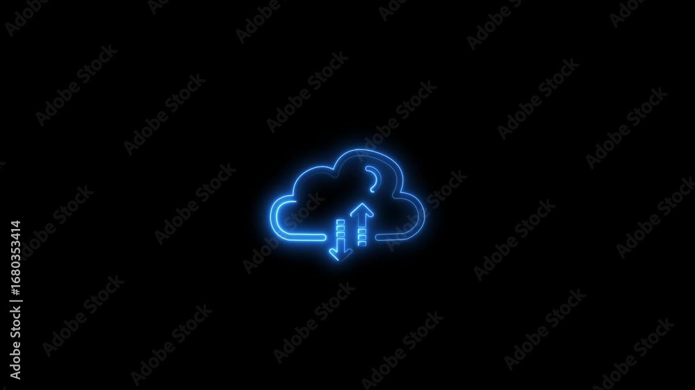 Aufkleber upload cloud arrow and download symbol on white background , computer server and web storage concept
