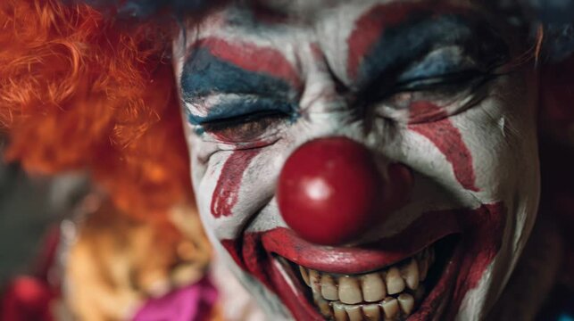 crazy scary evil laughing clown	
