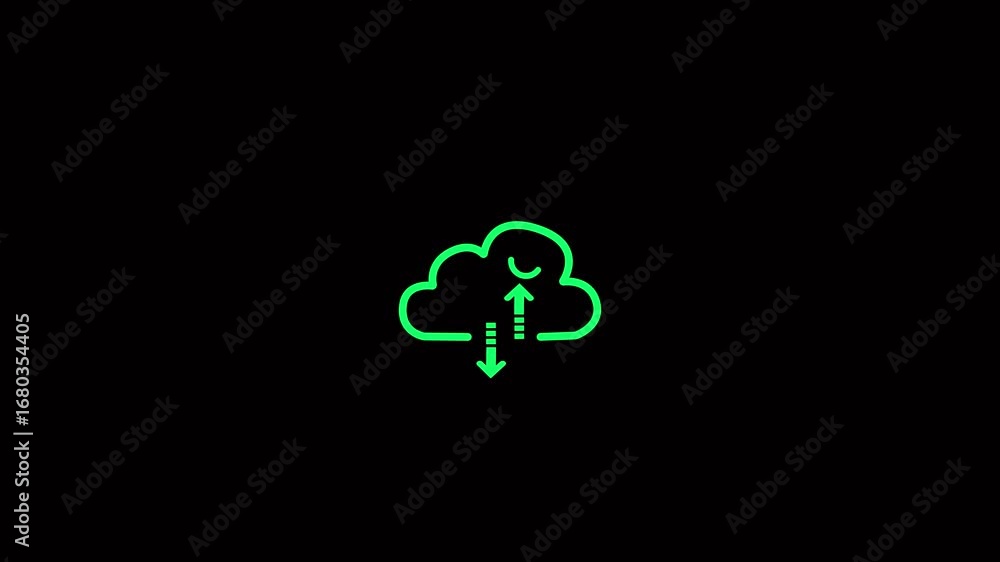 Poster upload cloud arrow and download symbol on white background , computer server and web storage concept