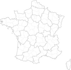 Fototapeta premium PrintFrance's Topography and Administrative Districts Map, High-Resolution Illustration 