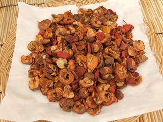 Crataegus pinnatifida, called Sansa in Korea, is a dried hawthorn fruit used in traditional medicine to aid digestion, strengthen the heart, improve circulation, and reduce cholesterol.