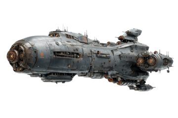 Detailed Futuristic Starship on Transparent Background