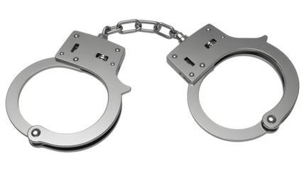 Secure your freedom with these polished silver handcuffs, symbolizing justice and order.