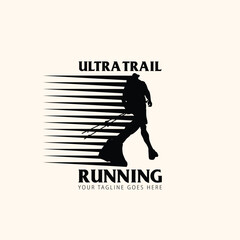Ultra Trail running logo vector illustration on white background