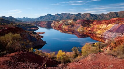 Arizona Mines - A Landscape of Red Terrain and Water amidst Nature