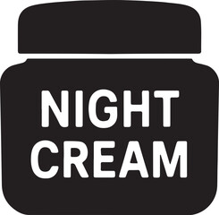 Night cream jar silhouette vector, skincare icon, perfect for beauty and wellness designs.