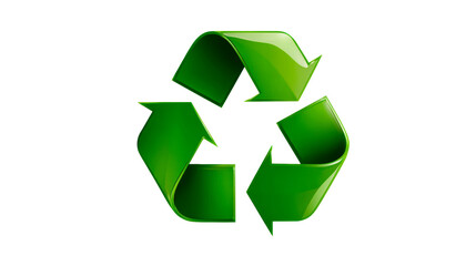 Green Recycling Symbol Arrows on Transparent Background, cut out transparent