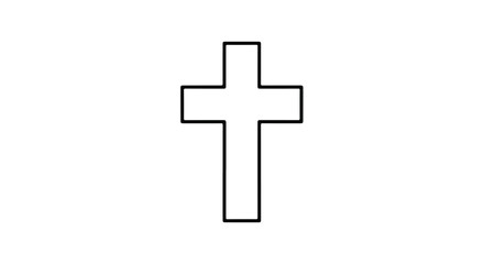Fototapeta premium Stylized representation of a cross symbol in outline form against a stark white background creating a minimalist religious emblem image