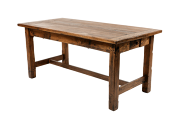 Rustic Wooden Writing Table on Transparent Background