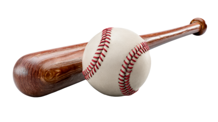 Baseball Bat and Ball on Transparent Background, cut out transparent