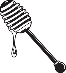 Ornate Honey Dipper Silhouette | Black Illustration Vector